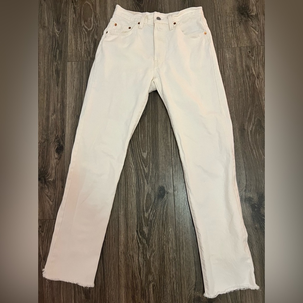 Levi’s 501’s High Rise Straight White Jeans